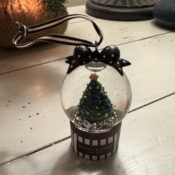 Henri Bendel Snow Globe Ornament with Colorful Tree